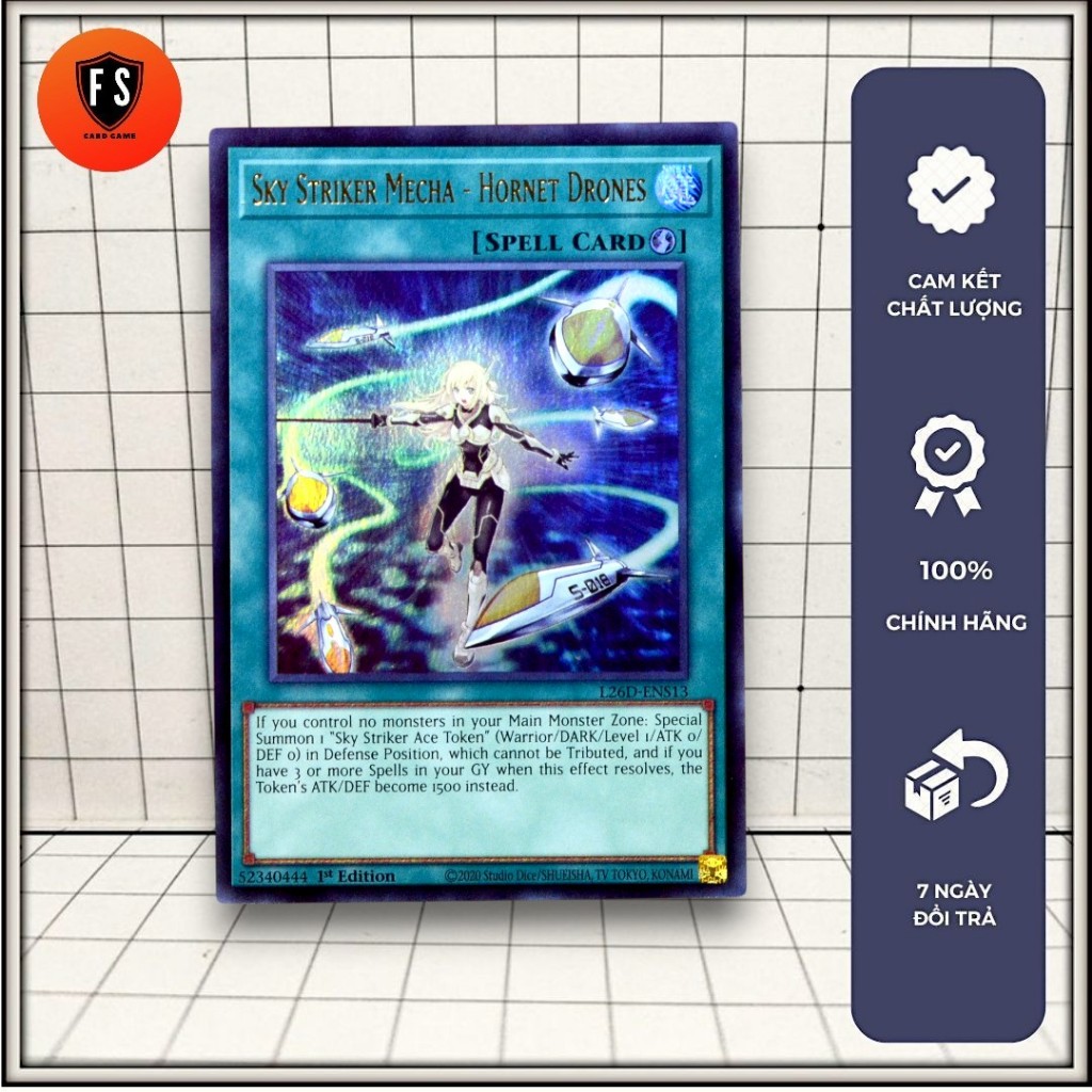 [FS Shop] การ์ด yugioh ของแท้ Sky Striker Mecha - Hornet Drones (หายากมาก) - สะกด