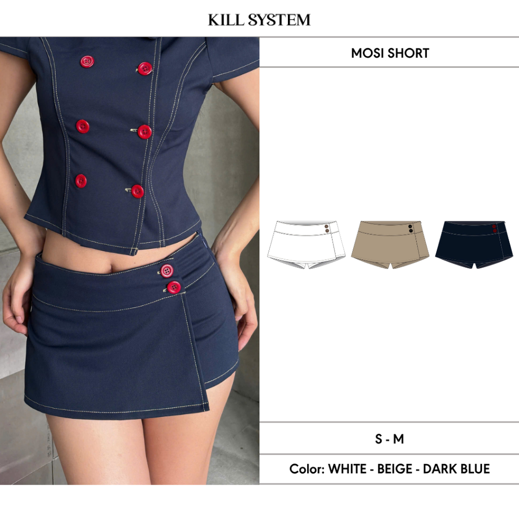 กางเกงกระโปรงสีกากี MOSI มีกระดุม - KILL SYSTEM