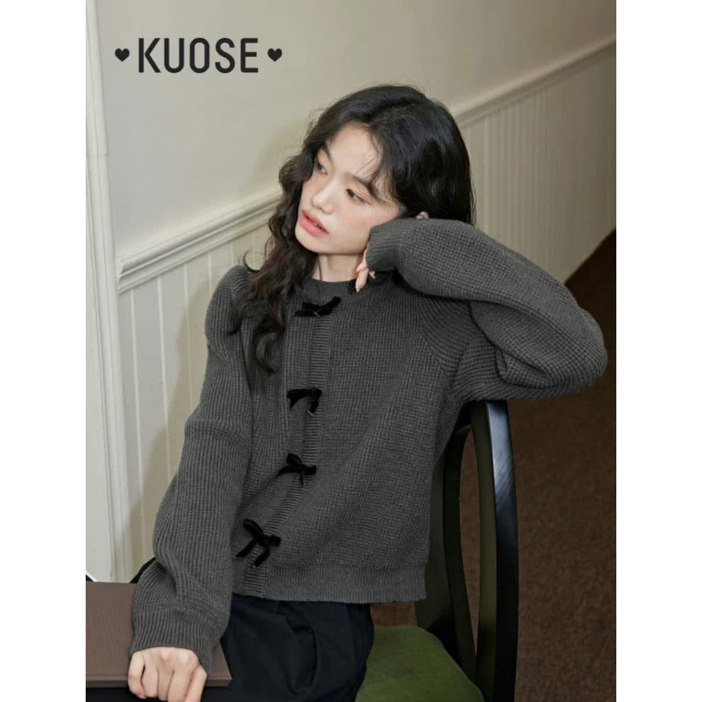 [AUTH 100%] เสื้อสเวตเตอร์ผูกโบว์ newtag Kuose ของแท้ ไซส์ M KUOSE