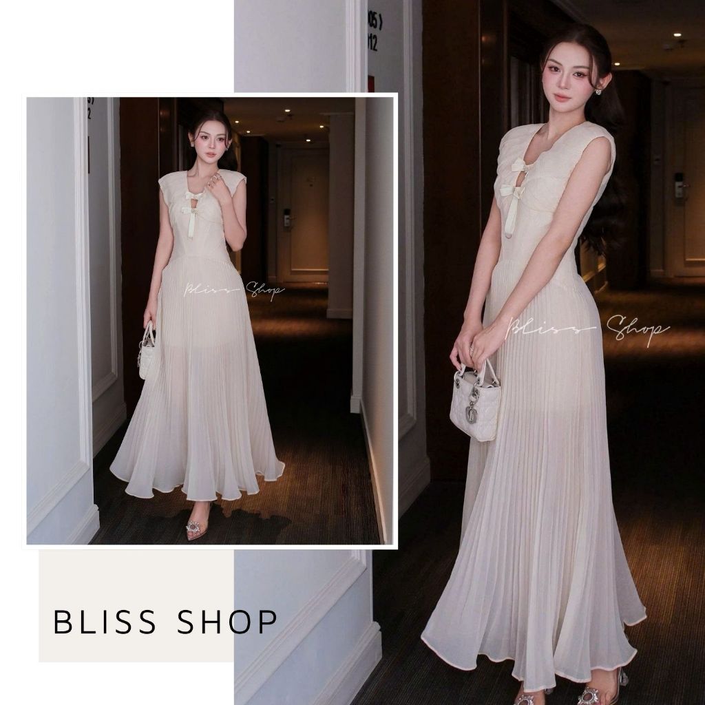 [การออกแบบระดับไฮเอนด์] ชุดเดรสคอวีของ Lady Bliss Shop พร้อมหิน Stylized - V896