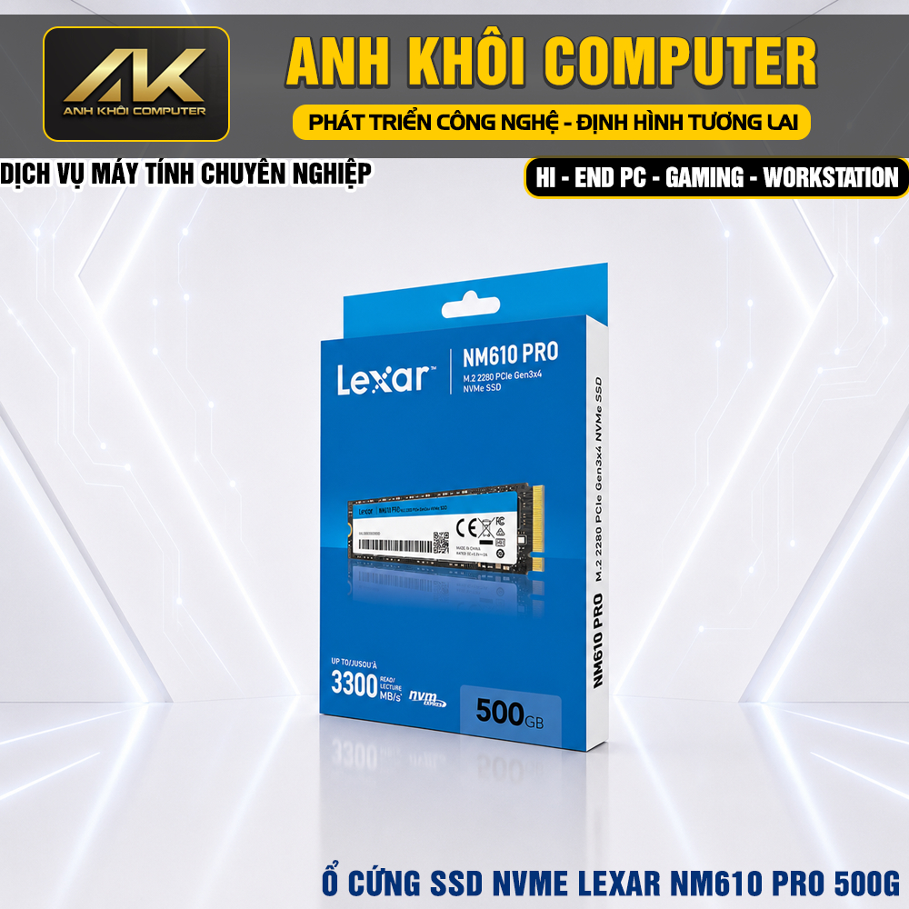 Lexar NM610 Pro SSD ฮาร์ดไดรฟ์ 500GB M.2 NVMe PCIe Gen3x4 2280 อ่าน 3000MB/s