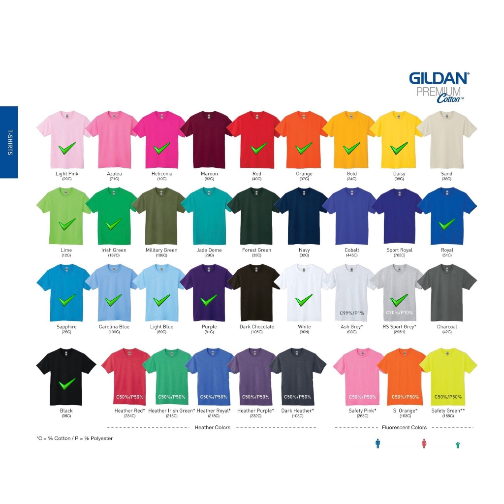 เสื้อยืด Gildan Premium ของแท้ 100% Cotton USA