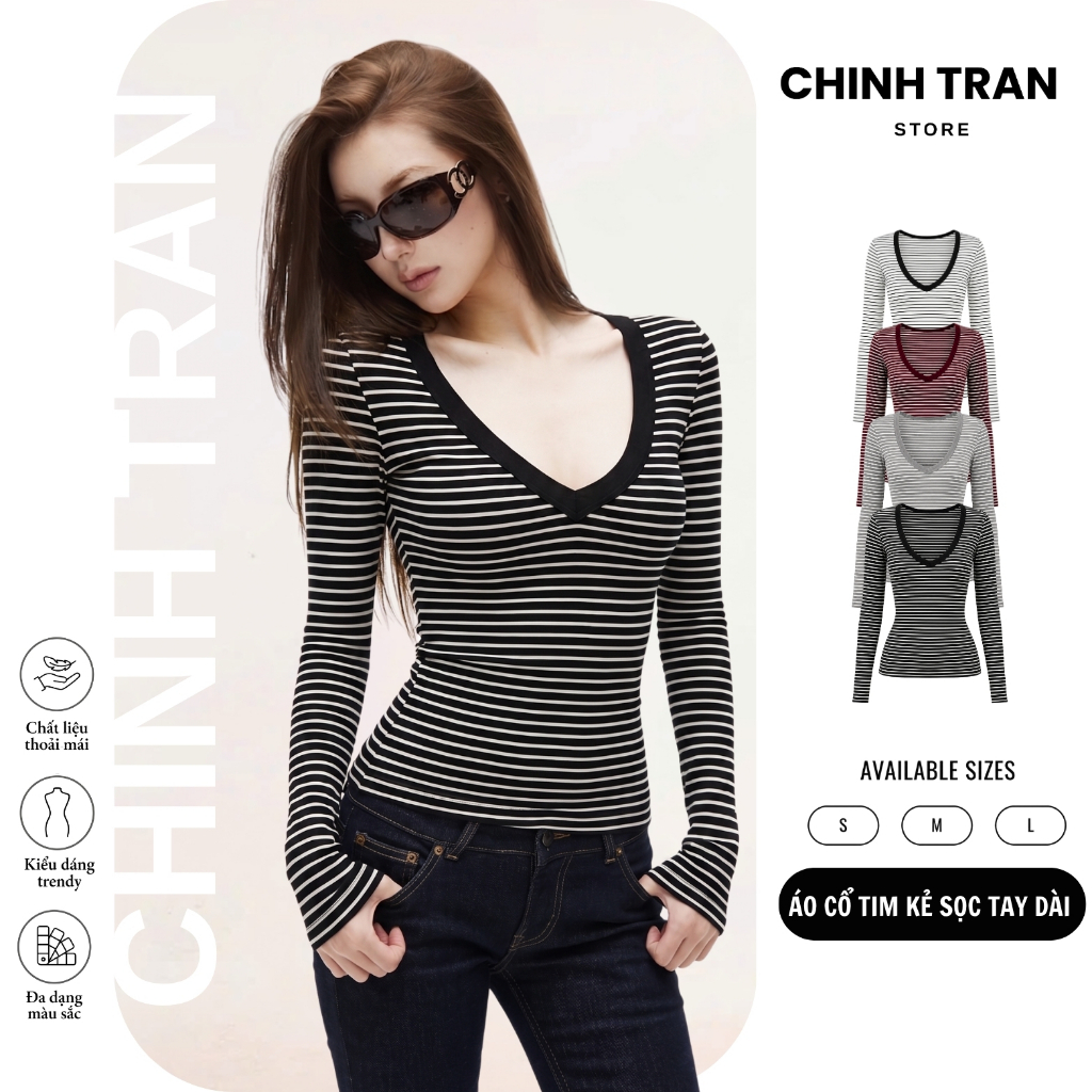 เสื้อยืดคอเต่าลายขวางบอดี้คอนเซ็กซี่ขั้นพื้นฐานของผู้หญิง - ร้านชิน