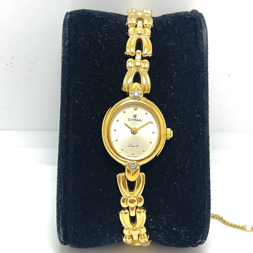CYMA Vintage Womens Vip Watch with Gold Cover, 2 Natural - Swiss Diamonds [2HAND]