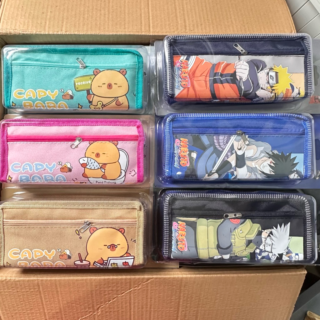 กล่องใส่ปากกาผ้า - กระเป๋าสตางค์ผ้า 1009 คาปิบาระ 298 นารูโตะ 1325 ซูโทเปีย มี 2 ช่อง กระเป๋าสตางค์ผ