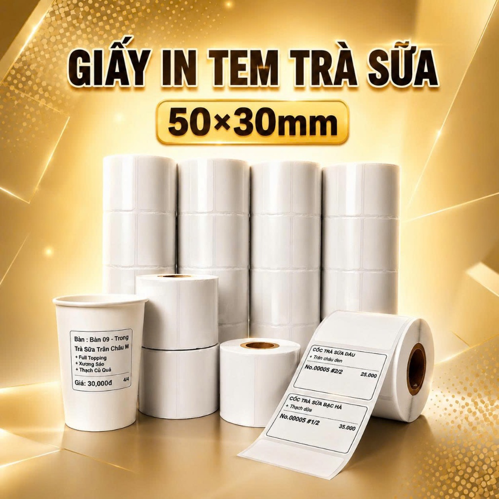 DECAL PRINTING COFFEE MILK TEA STAMPS LABEL PRINTING PAPER BAR CODE 50x30mm - HCM