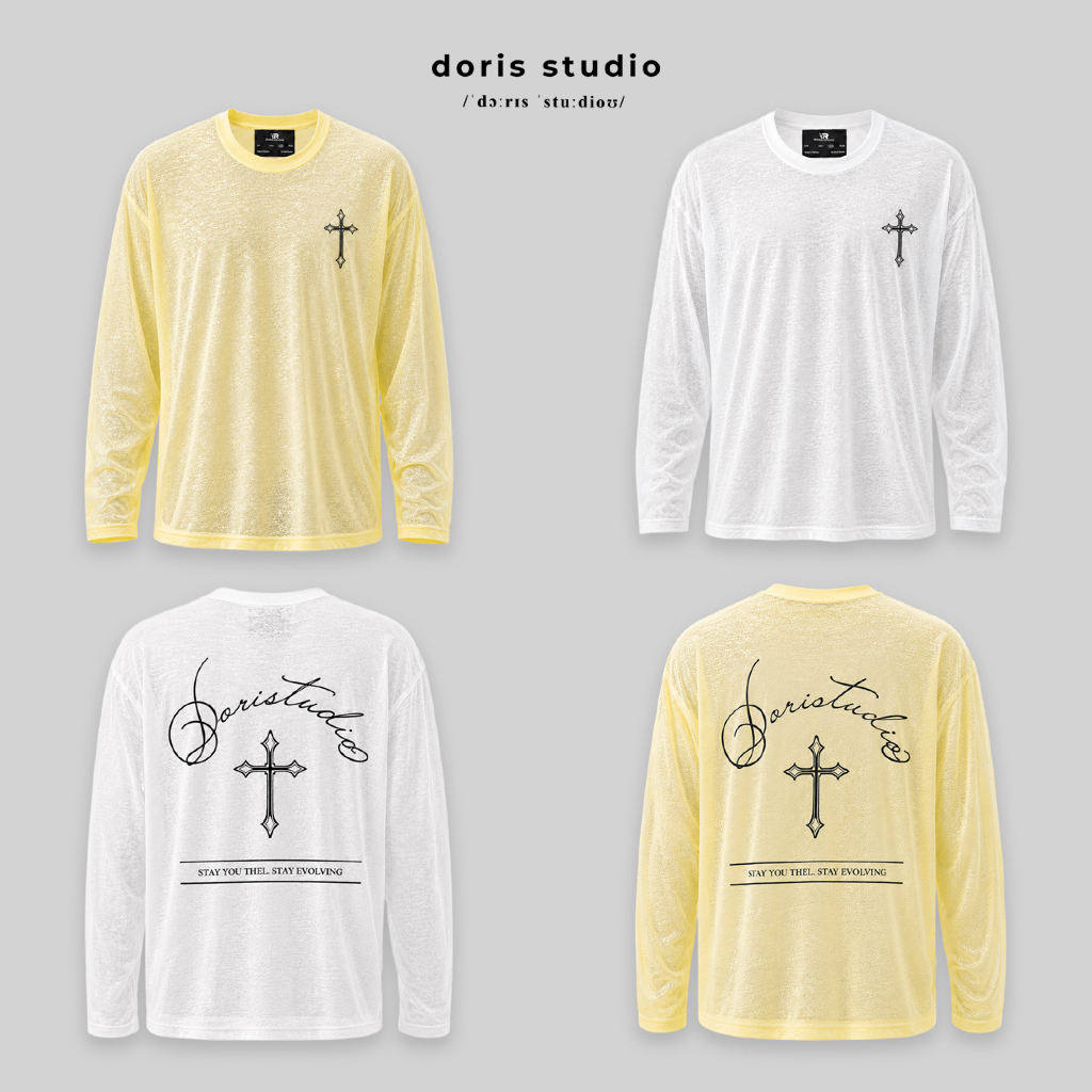Doris / Doris Studio เสื้อยืดกระดาษแขนยาวเหมาะสําหรับฤดูร้อนง่ายต่อการพิกัด / unisex Form