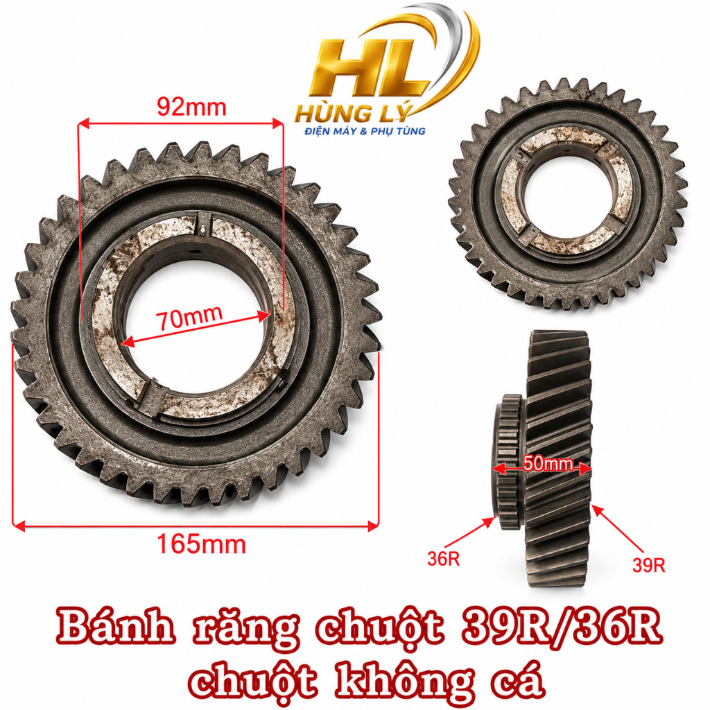 Gear (เมาส์) 39R Diagonal/36R หนูไม่มีปลา (1700Jk-127 หนา 30 มม. รู 70 มม.) - อะไหล่ฮังลี่