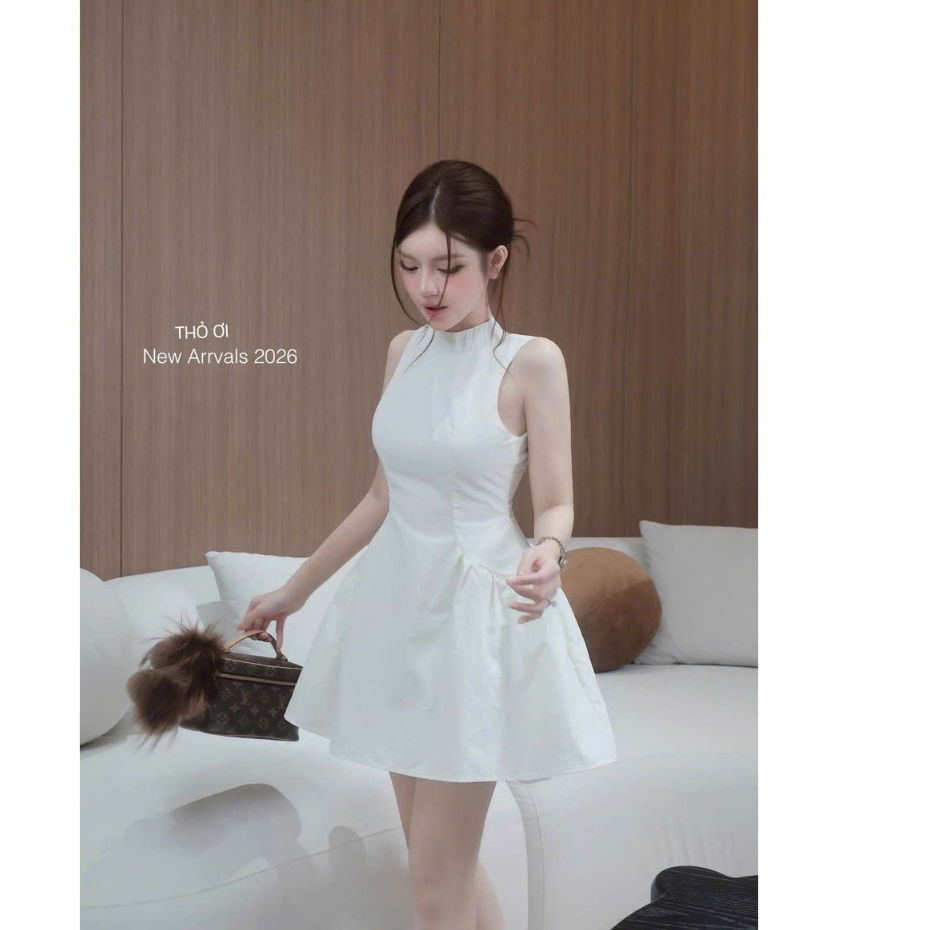 MIU-LUXURY ชุดสตรีดีไซน์ MPB คอระบาย ผูกโบว์ เปิดหลัง 2 สี S55