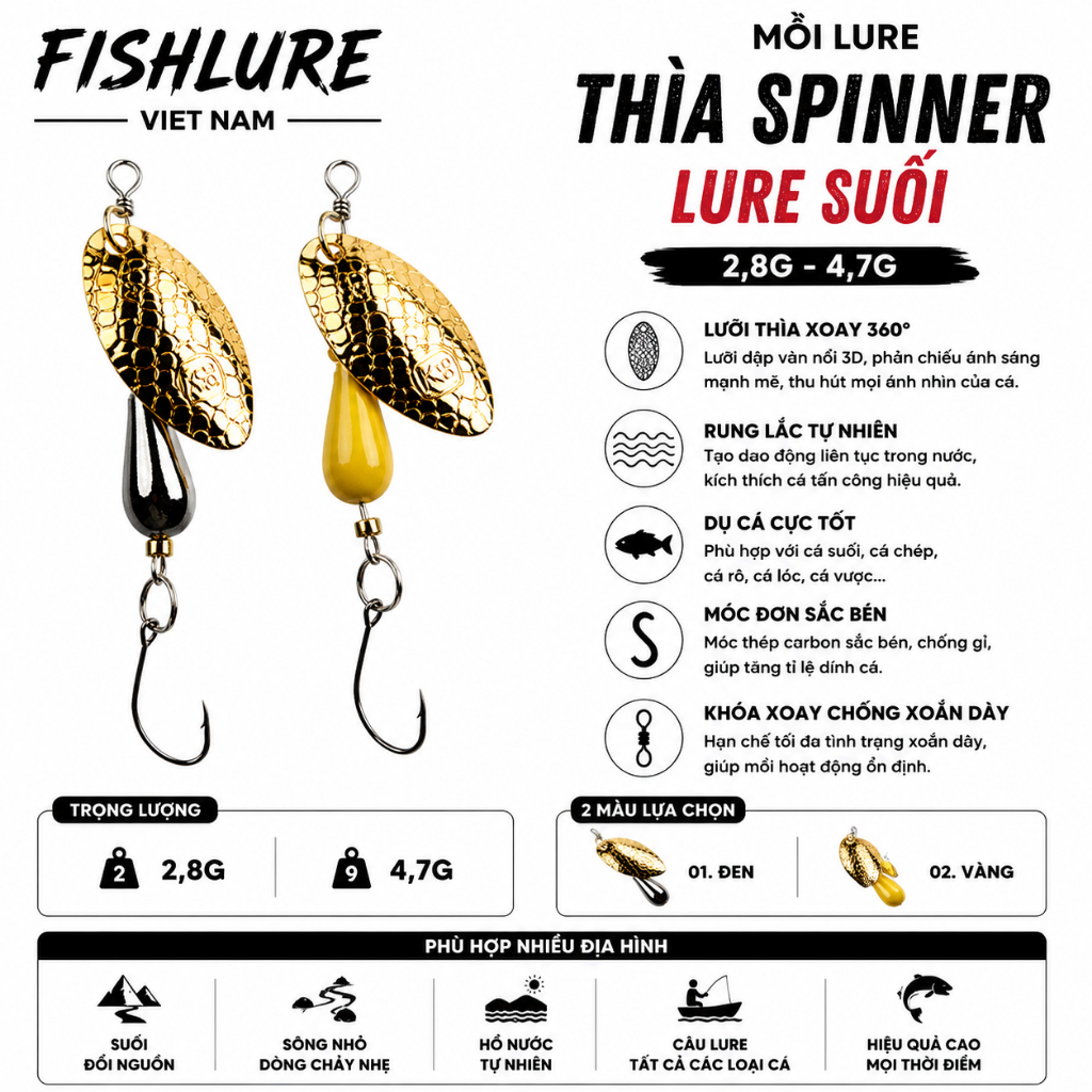 Stream Spinner Lure 2.8g–4.7g