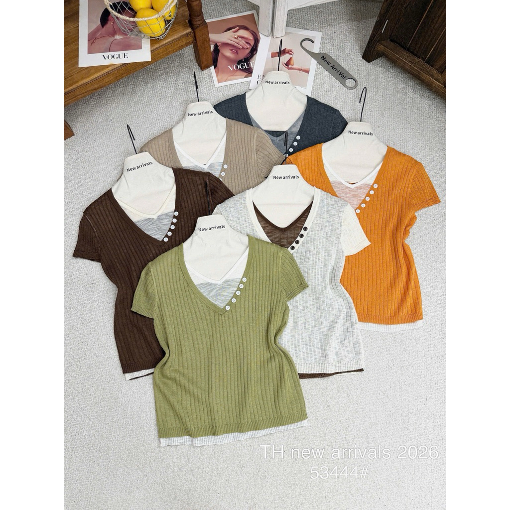 เสื้อกันหนาว Mtg คอปกหัวใจและคอกระดุม 53444 สินค้า QC ฟรีไซส์
