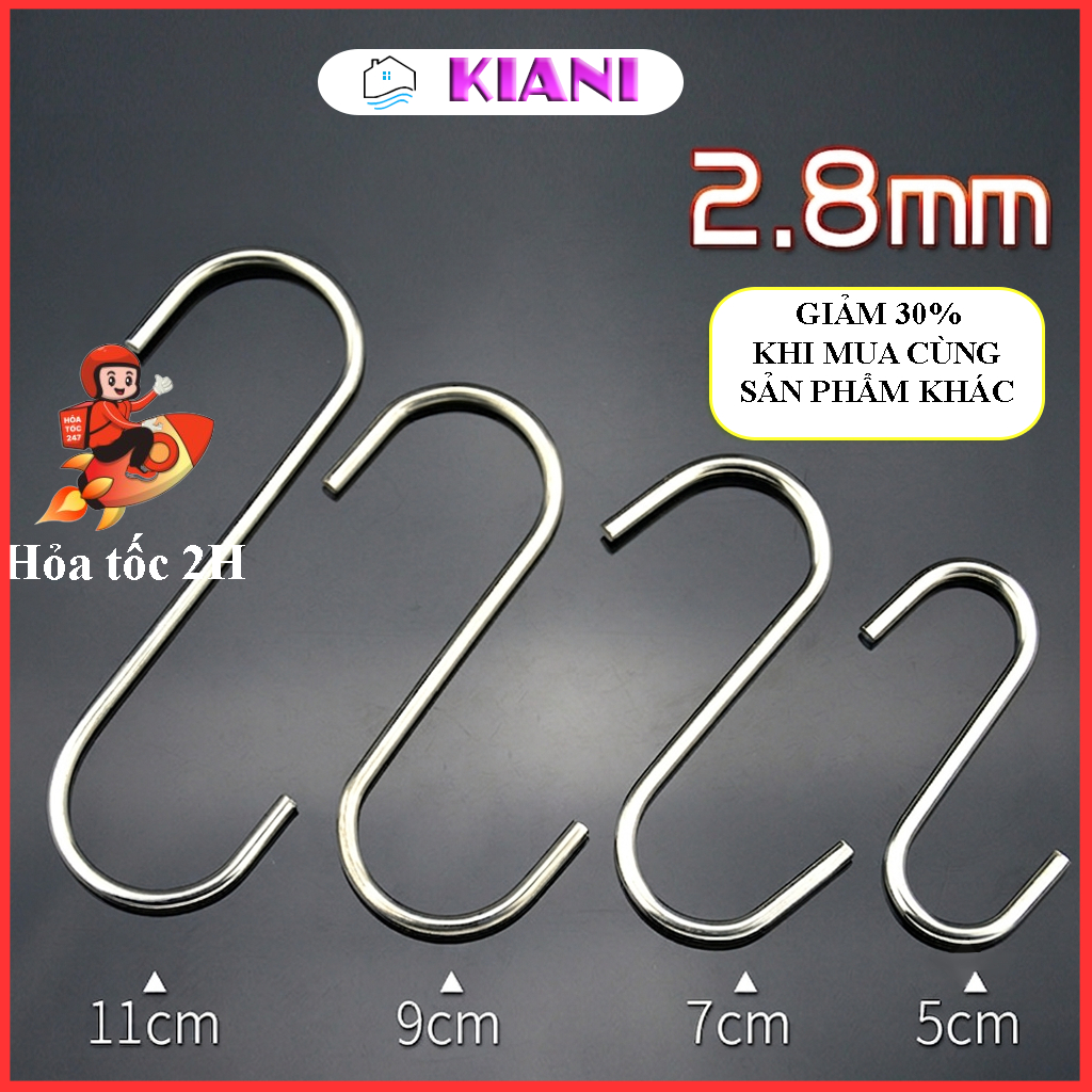 Combo 5/10 ตะขอ S-Hook สแตนเลสอเนกประสงค์ที่แข็งแกร่งเป็นพิเศษสําหรับแขวนเสื้อผ้าและสินค้า Kiani