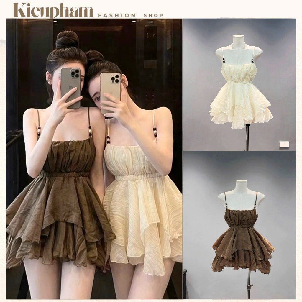 (แถมกางเกง) สีน้ําตาล/ครีม Lady Kieupham.shop