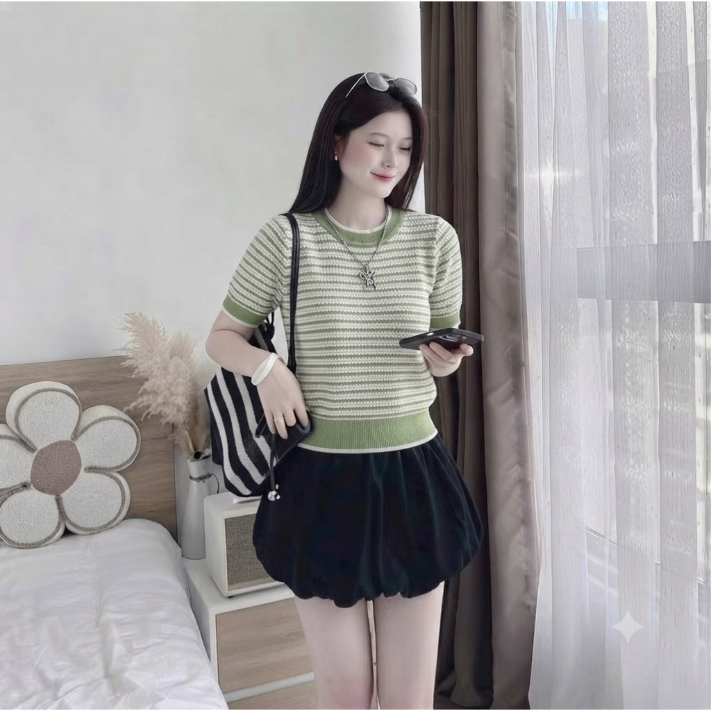 Mingtoghi vip เสื้อไหมพรมลายทางทุกสี ฟรีไซส์ 40-57kg