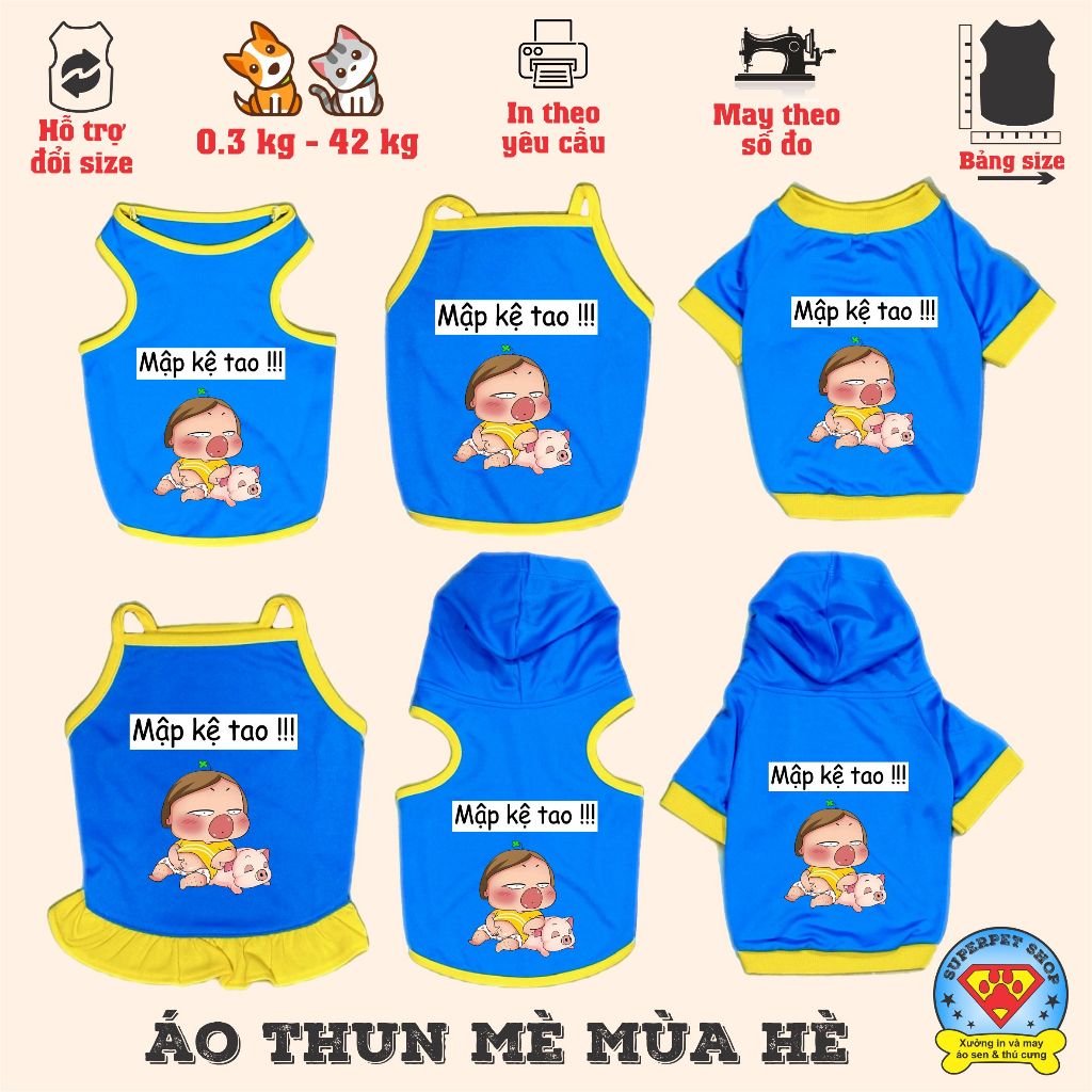 เสื้อสุนัขและแมวฤดูร้อน - QUNH AKA FAT SHELF TAO - SEA BLUE - Superpet Shop