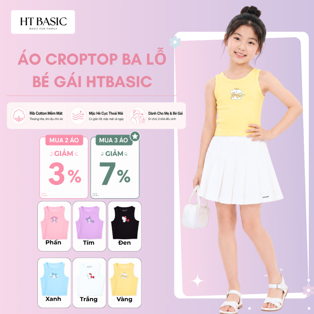 HTKIDS เสื้อกล้ามโครเชต์ผ้าฝ้ายซี่โครงสําหรับเด็กผู้หญิง นุ่ม ยืด เย็นสบาย สําหรับฤดูร้อนสวมใส่สําหร