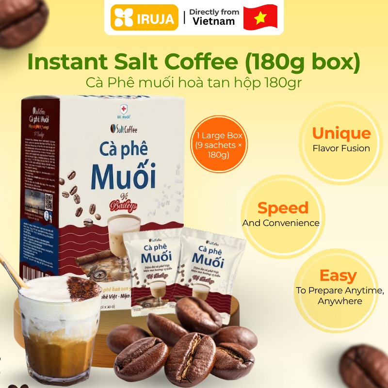 [IRUJA VIETNAM] SALT COFFEE BAILEYS FLAVOR 9 SACHETS X 20G (180G)