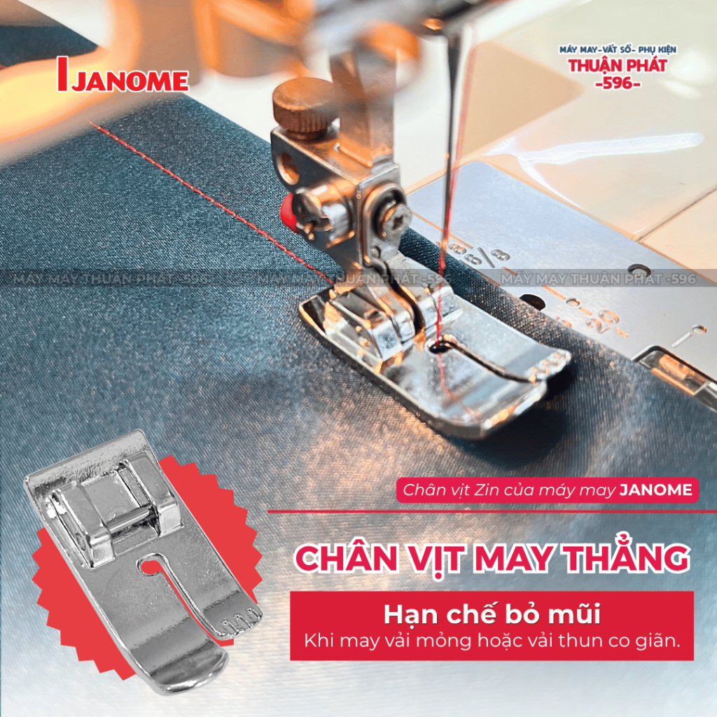 ตีนผี Janome Zin สําหรับเย็บผ้าตรง - ช่วยจํากัดการกําจัดจมูกเมื่อเย็บผ้าผ้าบางและยืดหยุ่น