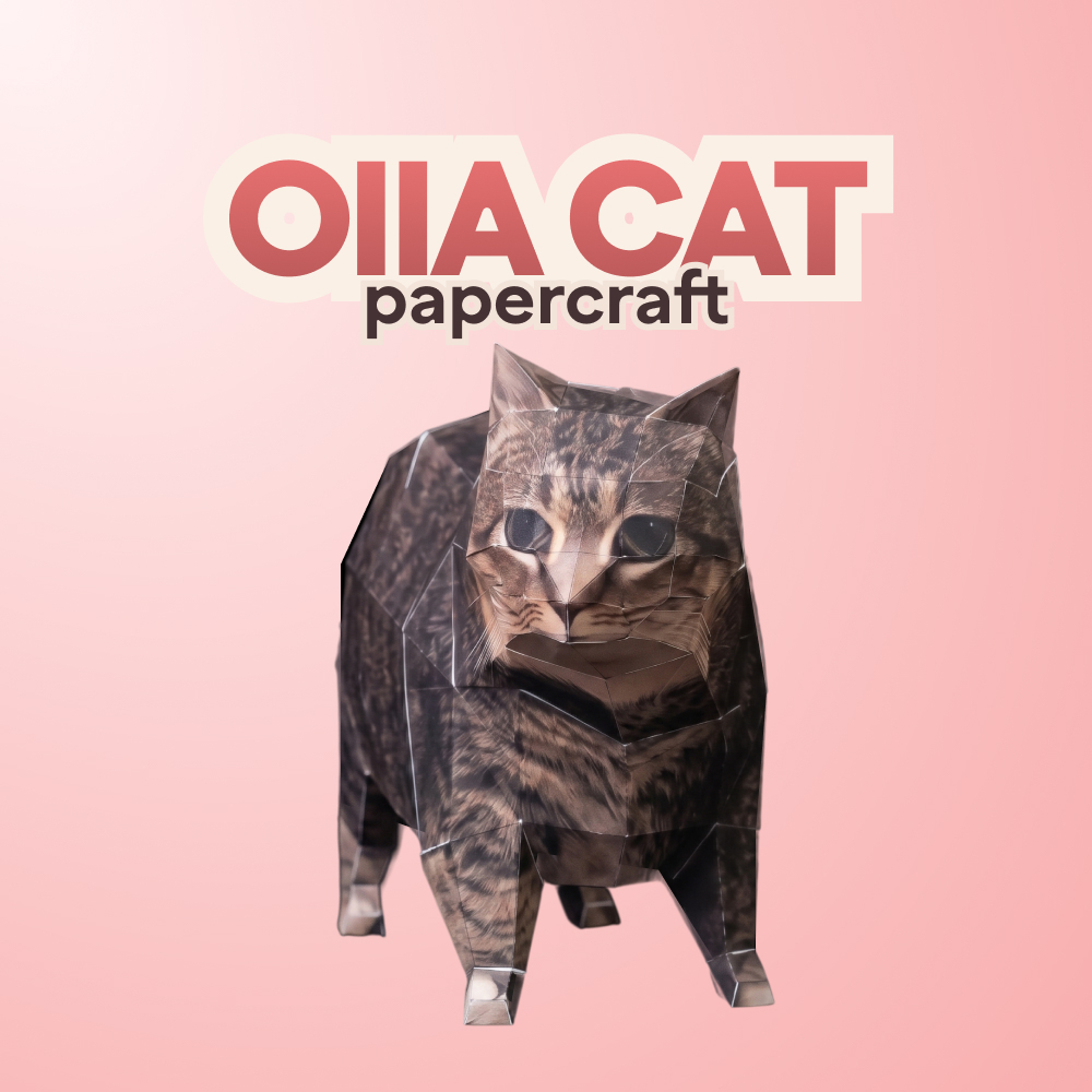 OIA 3D Cat Paper Model DIY Kit | TikTokเทรนด์ร้อนแมวหมุน | ของตกแต่งโต๊ะเรียน