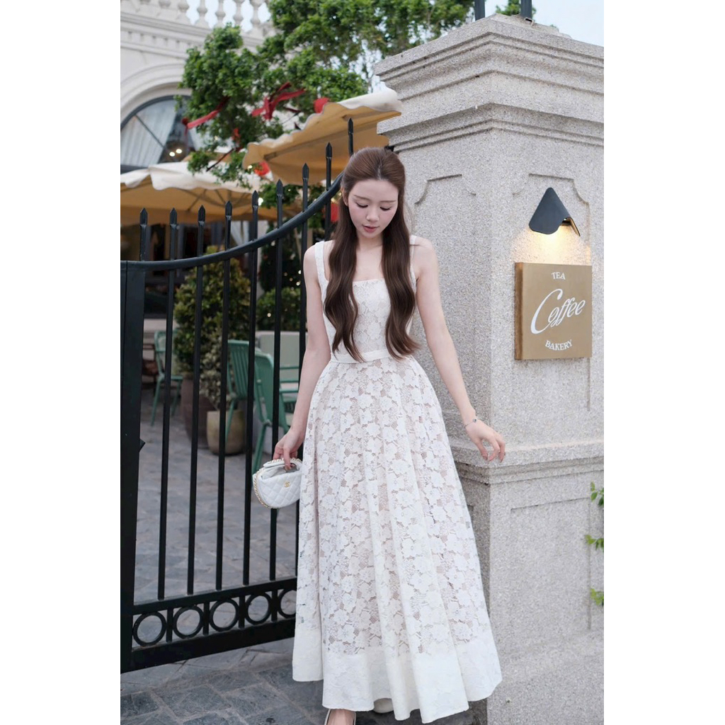 เดรสลูกไม้ทรงสวยคอปกโบว์ U She by HR