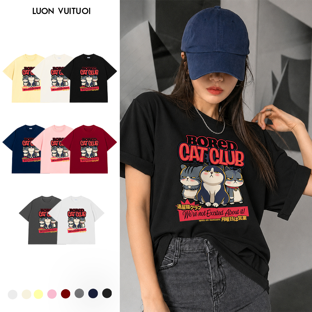 เสื้อยืด Cat Club Relaxed Fit Luon Vutuoi "Bored Cat Club" - Happyเสมอ TL1808TL