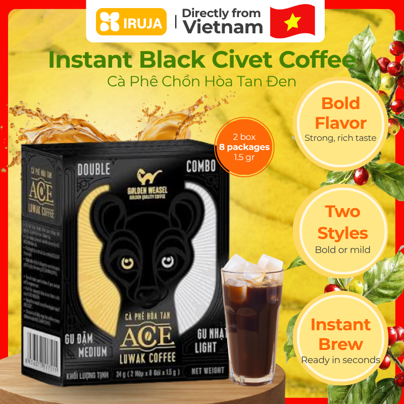 [IRUJA VIETNAM] INSTANT COFFEE LUWAK GOLDEN WEASEL C7 8 SACHETS X 1.5G (X2) (24G)