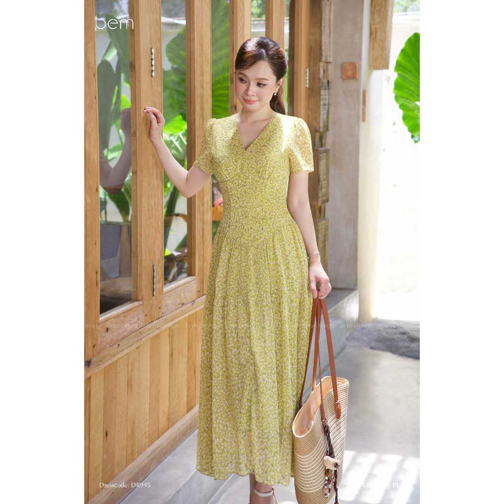 BEM Design V คอชีฟองรัดตัวเอว Maxi Dress (DR780 - DR945
