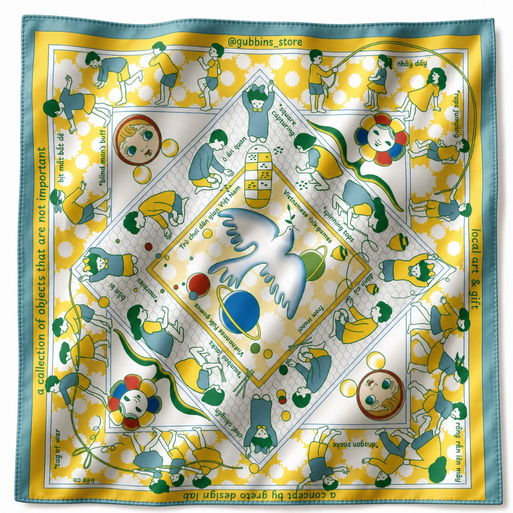 Bandana/ VIETAMES FOLK GAMES โดย Gubbins Design Store - 70x70cm