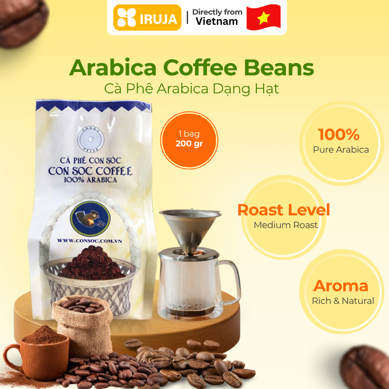 [IRUJA VIETNAM] BEAN COFFEE ARABICA CON SOC 200G