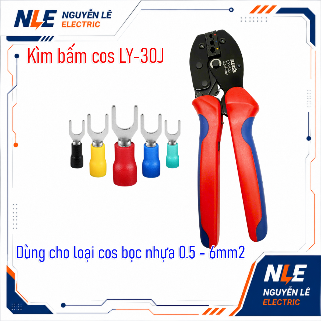 Cos คีมกดฉนวน LY-30J 0.5 - 6mm2 Cos Press คีมเคลือบพลาสติก Cos Y-shaped Cos รอบ Cos Staple เครื่องมื