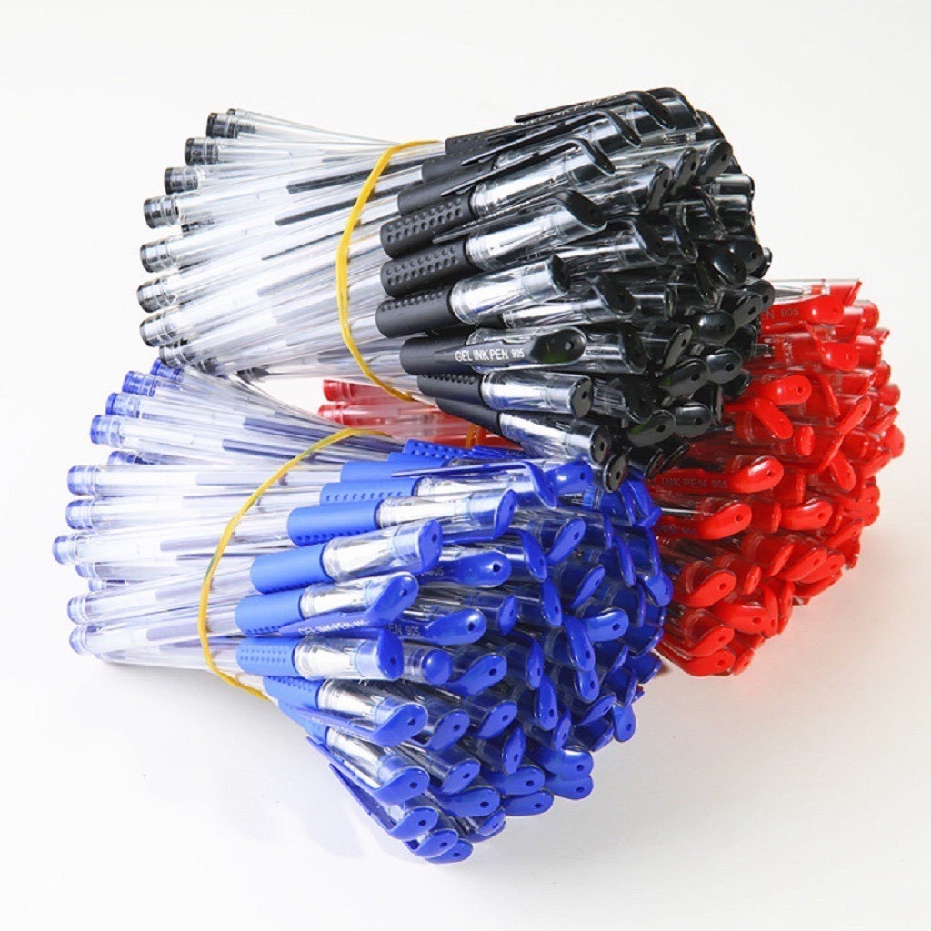 Combo of 5 Ballpoint Pens Blue - Black - Red - Purple Gel ปากกาน้ํา 0.5