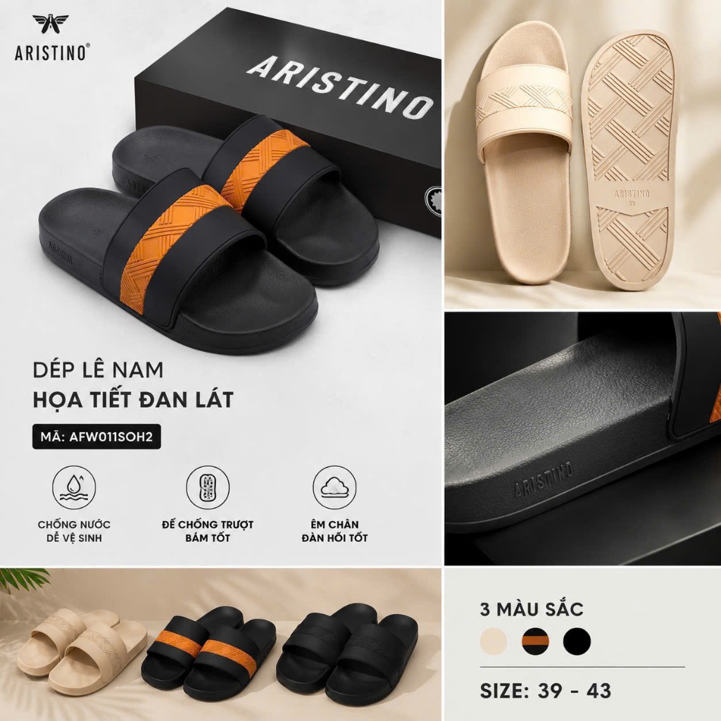 Aristino AFW011S0H2 รองเท้าแตะลายถักผู้ชาย