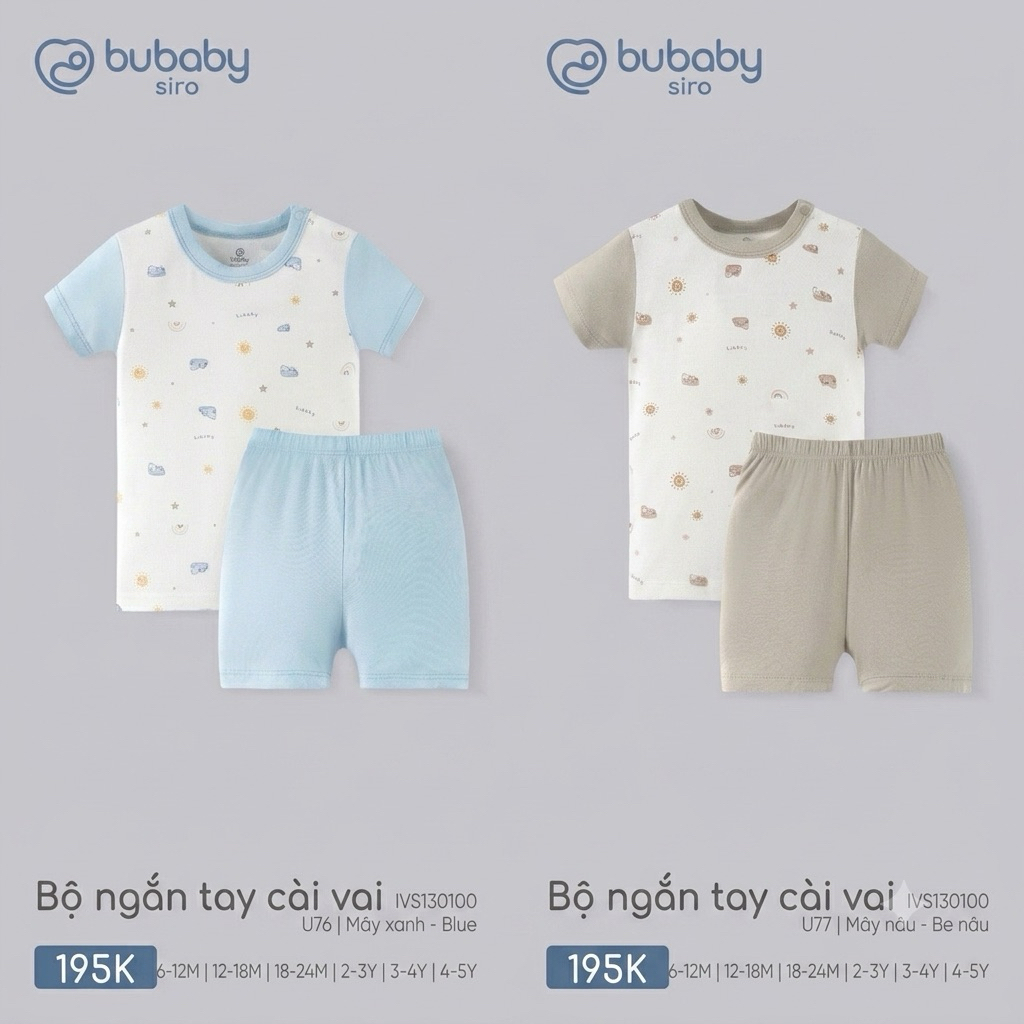 (Bubaby) ชุดไหล่แขนสั้น Bubaby Siro ของแท้ - นุ่ม โปร่ง สําหรับลูกน้อยของคุณ