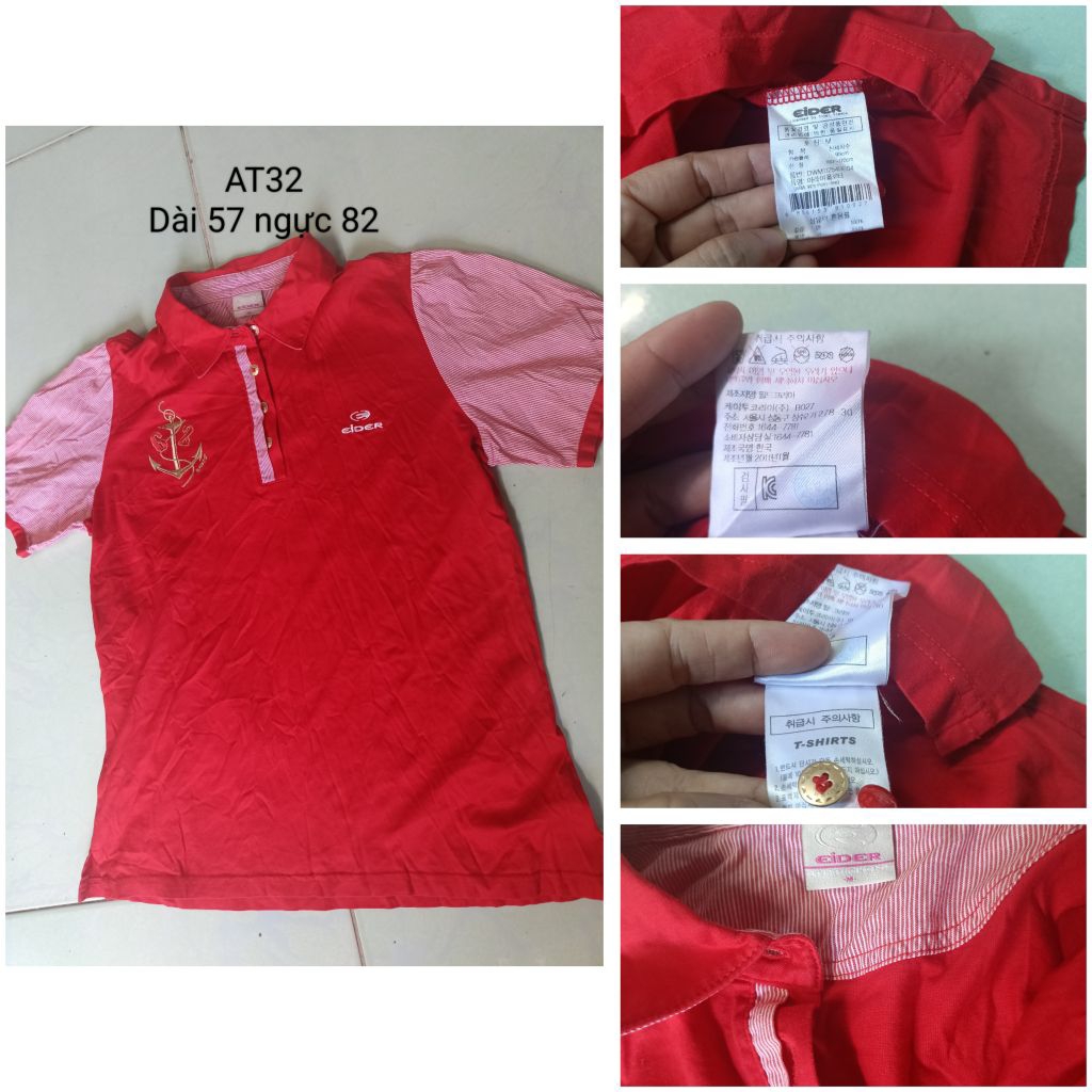 AT32 Eider เสื้อยืดกีฬาผู้หญิงสีแดงลาย Si Selection สวย 2Hand ของแท้เกาหลี Size SM