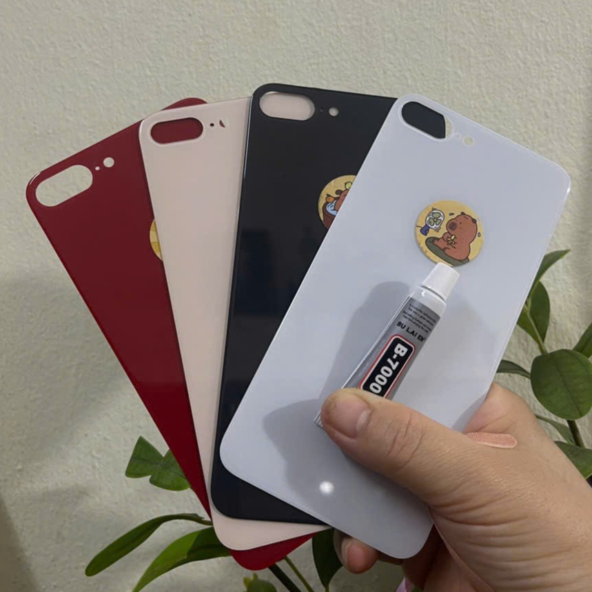 ฝาหลัง (กระจกหลัง) โทรศัพท์สําหรับ 8plus X XS XR XS Max BIG HOLE ไม่มีตากล้องฟรีกาว