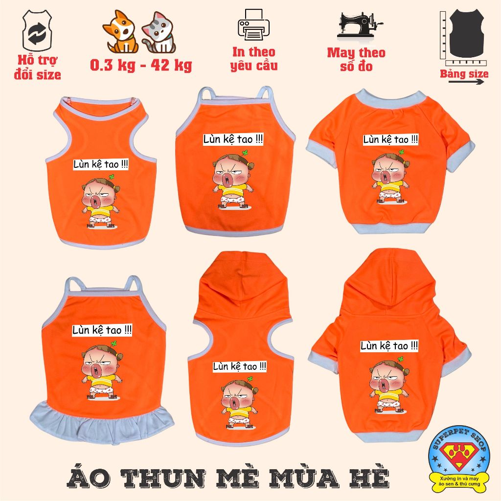เสื้อสุนัขและแมวฤดูร้อน - QUNH AKA DWARF SHELF TAO - ORANGE - Superpet Shop