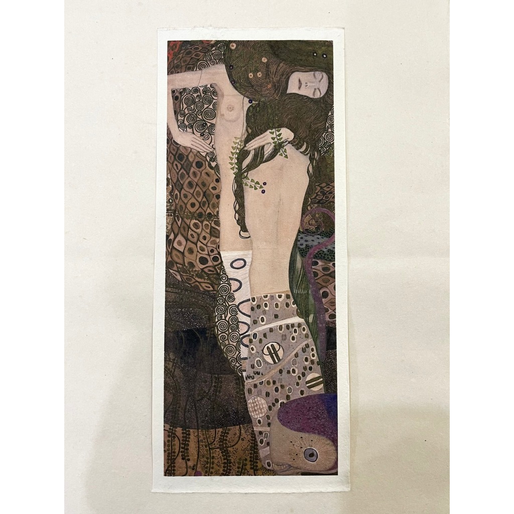 พิมพ์กระดาษทํา - Water Snake 1 - Water Serpents I - Gustav Klimt - พิมพ์บนกระดาษ Do ทําด้วยมือ
