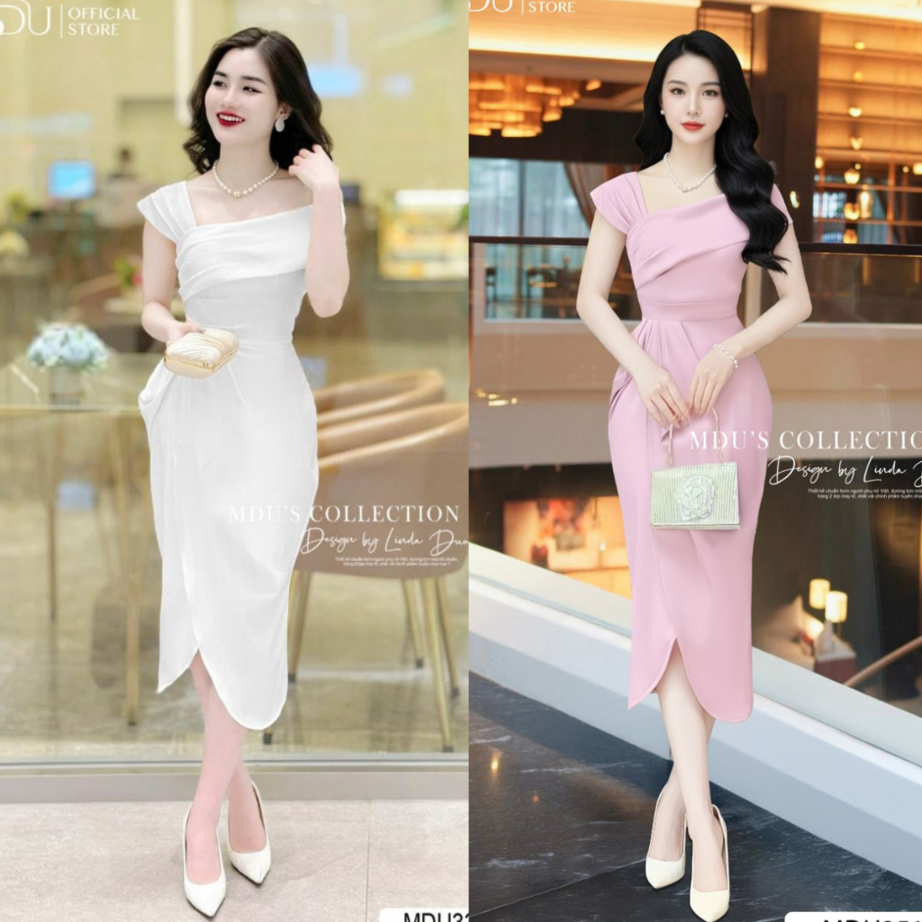 ADELA DESIGN Designer Dress ทําจากคอลเลกชันสองชั้นอิตาลีนําเข้า MDU3515