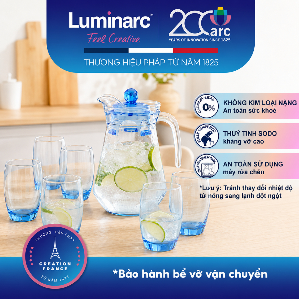 Luminarc Arc Salto Blue ชุดแจกันแก้ว 7 ชิ้น - LUBIV610507ม