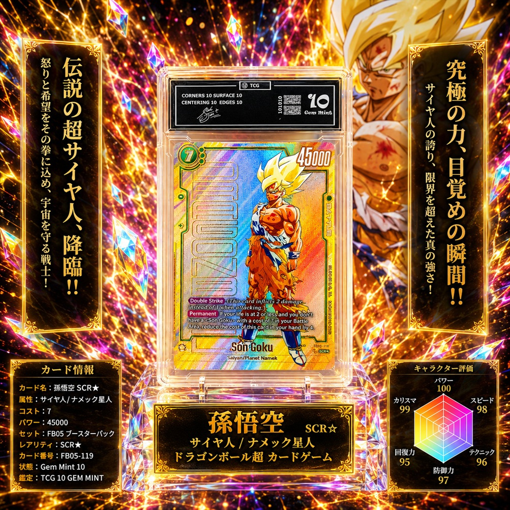 การ์ด Slab10 English Dragon Ball Fusion World Son Goku Manga FB05-119 Grading d18 9PSA
