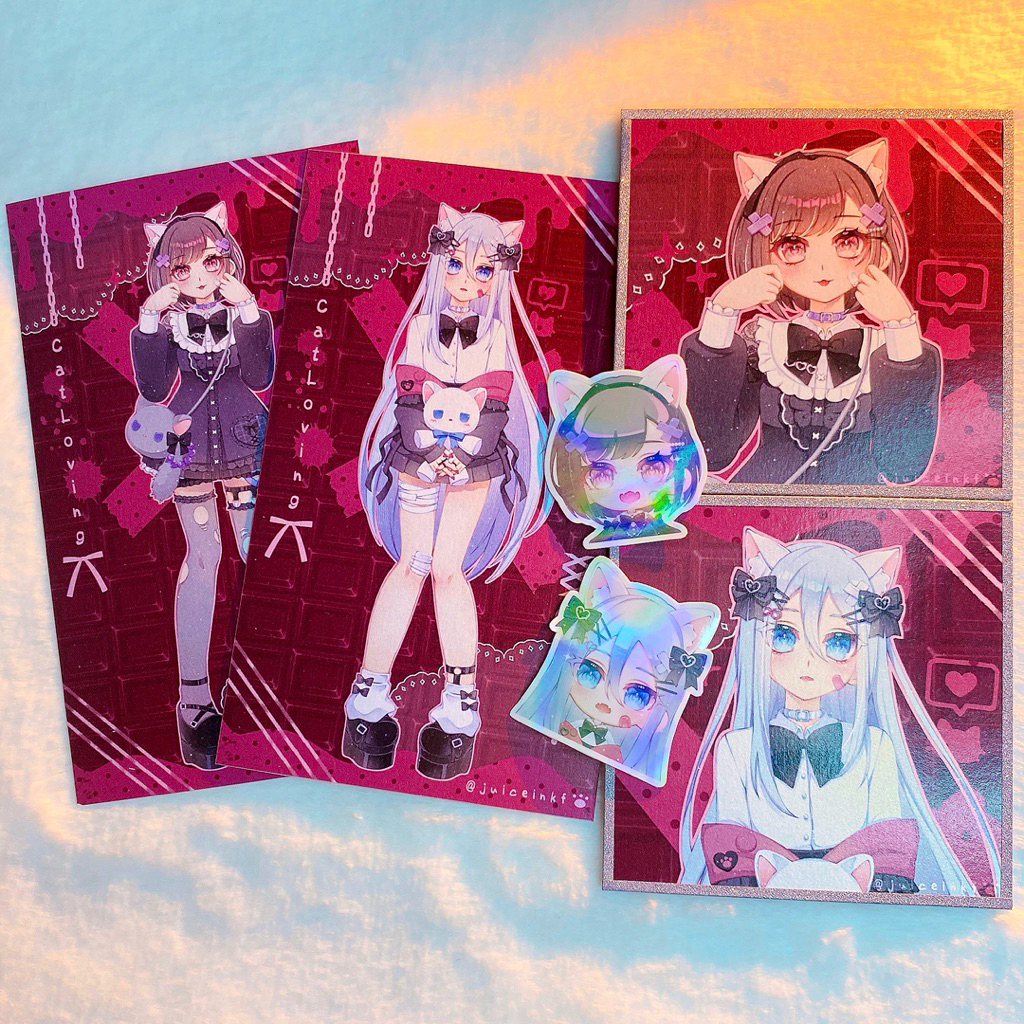 Shikishi + Artprint + สติ๊กเกอร์ - Shinonome Ena & Yoisaki Kanade Cat Loving ( Project Sekai )
