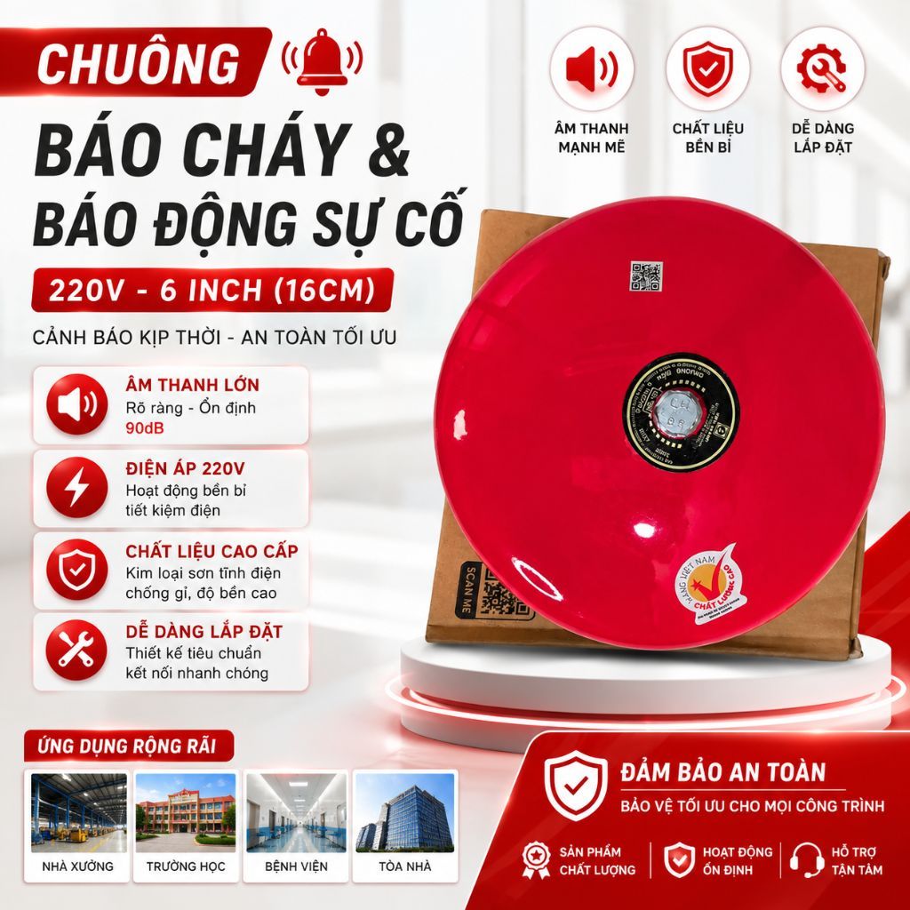 [ของแท้] 220V 6 นิ้ว Fire Alarm เสียงดัง Fire Alarm สําหรับ Factories และ Apartments