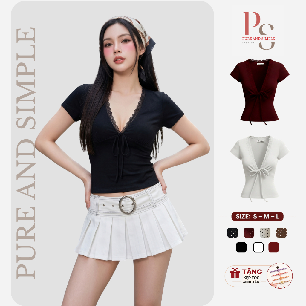 Y2K เสื้อเบลาส์เข้ารูปผู้หญิงคอเต่าลูกไม้ขึ้นผ้าฝ้ายเรียบ PS แฟชั่น-PSA11