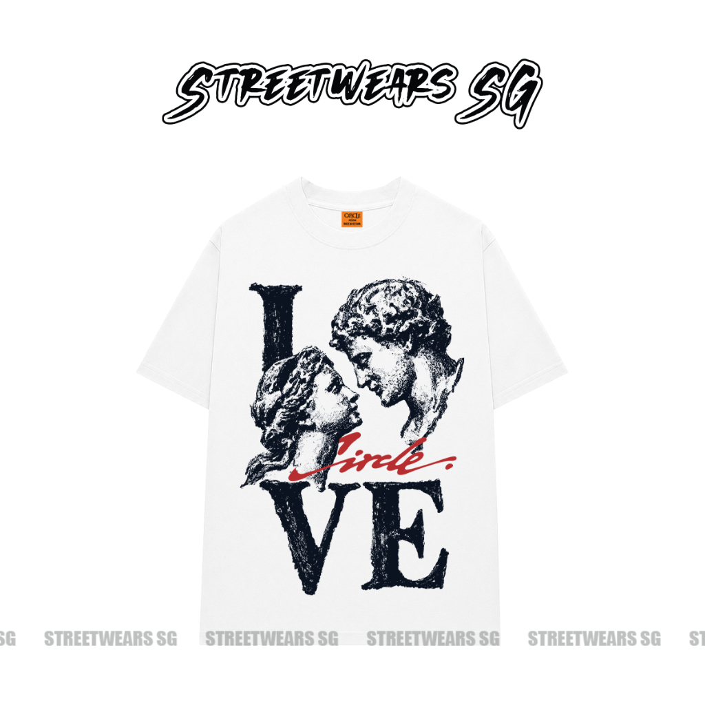 CIRCLE LOVE SCULPTURE เสื้อยืด - ผ้าฝ้ายคุณภาพสูง - UNISEX Loose FORM - สตรีทแวร์ SG - SWSG980