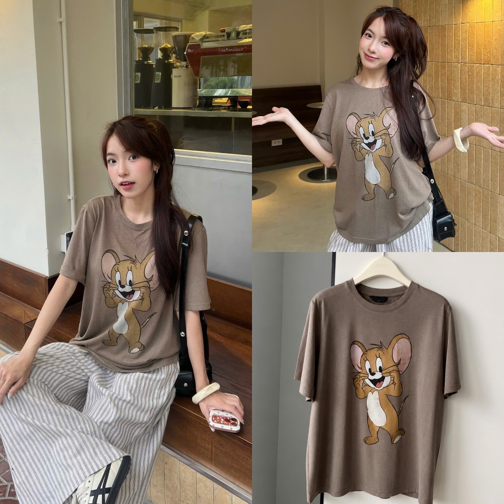 (AVAILABLE PRODUCTS) เสื้อยืดสีน้ําตาลผู้หญิง Jerry the.sweather