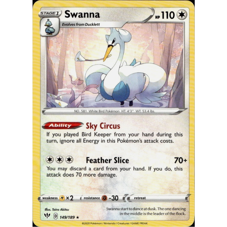 [การ์ดโปเกมอน TCG] Swanna - 149/189 - หายาก
