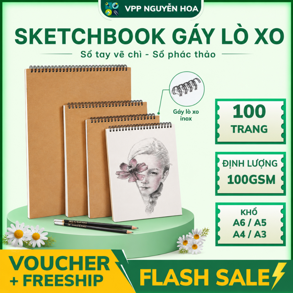 XO Sketchbook - สมุดสเก็ตช์ภาพสปริงปอนด์ A6 A5 A4 A3DL 100gsm 100 หน้า
