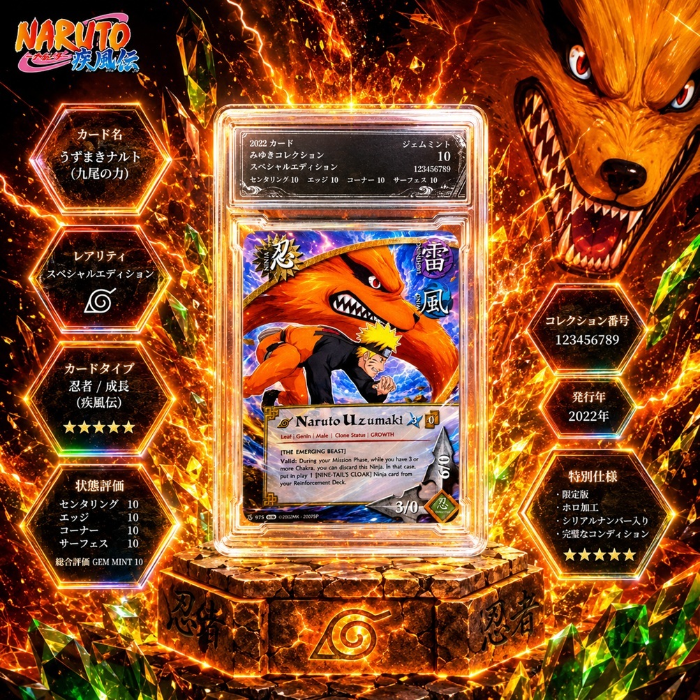Slab TCG Naruto CCG Nine tails kyuubi Card 10 GEM MINT 2038 nf14 12 psa