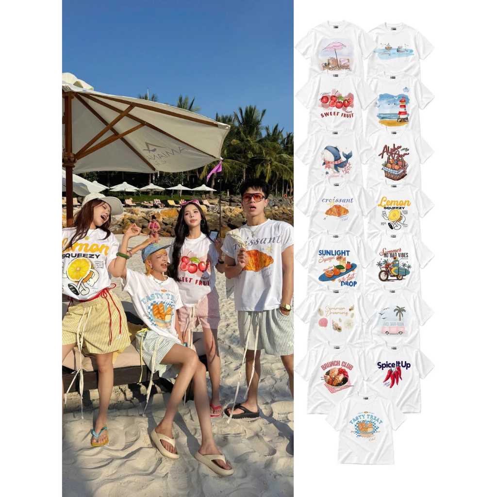 AB HOUSE - SUMMER เสื้อยืด Boxy แฟชั่นผู้ชายและผู้หญิง