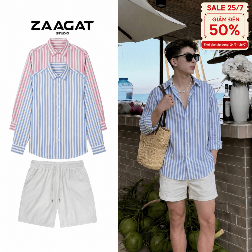 [พิเศษ] ZAGAT STUDIO เสื้อเชิ้ตผ้าลินินสําหรับบุรุษและสตรีเสื้อเชิ้ตลายสก๊อตหลวมเสื้อเชิ้ตชายหาดออกไปข้างนอก